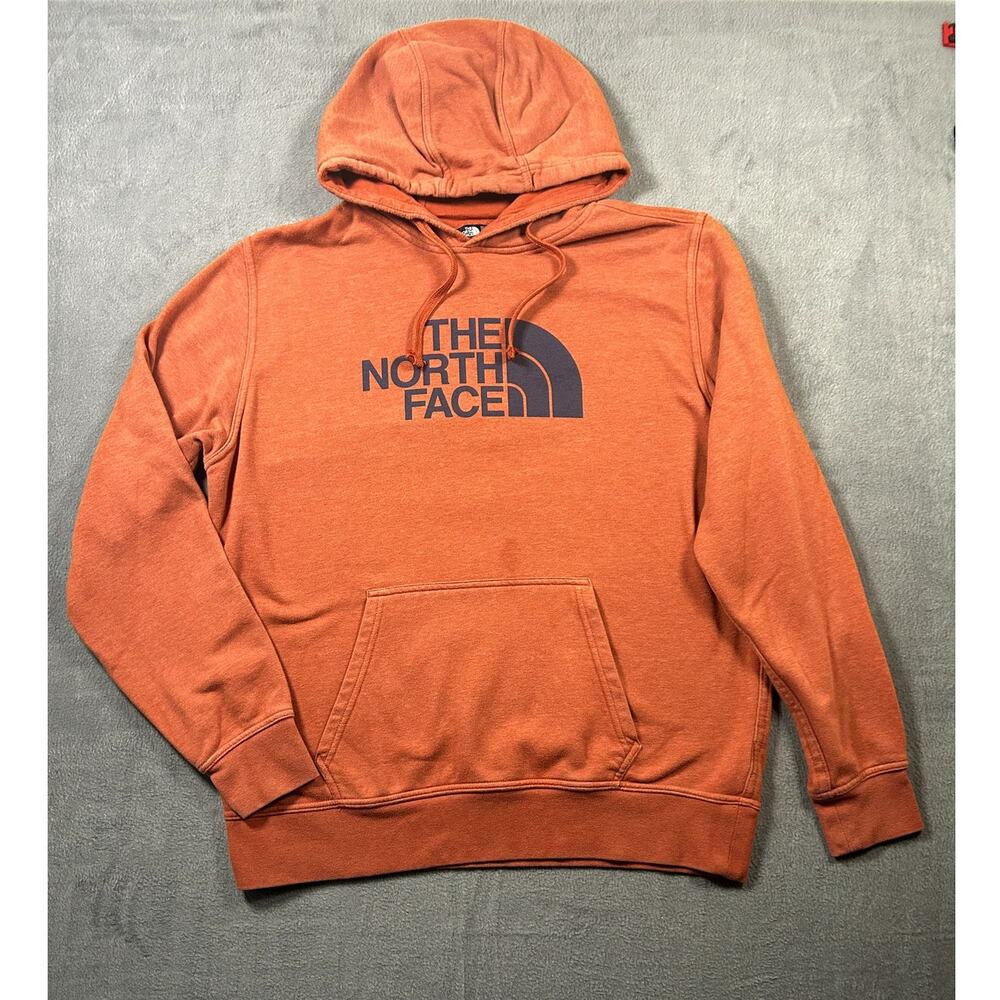 The North Face Hoodie Men's‎ Orange Cotton Logo Pullover Kangaroo Pocket Size L